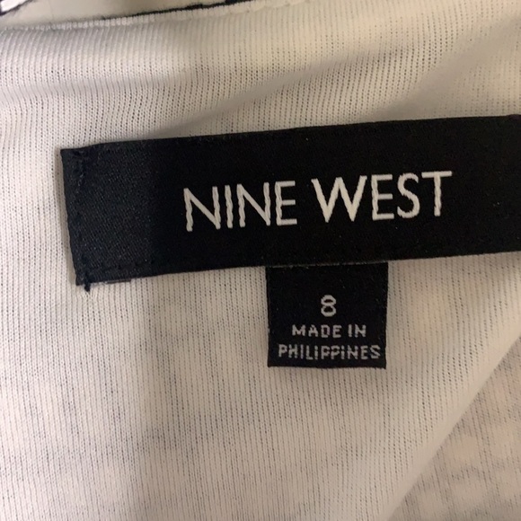 Nine West A Line Art eyelet Addams open back Midi holiday dress 8 black white - Picture 5 of 7